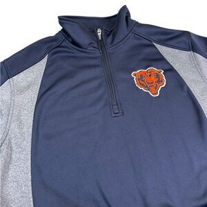 CHICAGO BEARS NFL 1/4 Zip Fleece Pullover Navy Gray Mens XL Embroidered Logo